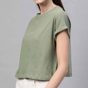 T-shirts en coton de haute qualité pour femmes, conçus sur mesure, respirants et courts, vente en gros à bas prix - Product Image 2