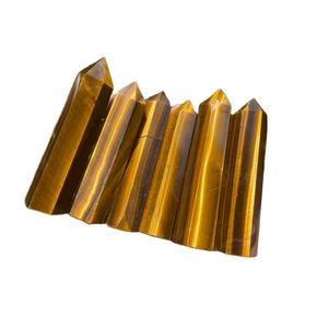 High Quality Golden Tiger Eye Tower Obelisk Natural Gemstone Crystal Healing Wand with Carved Feng Shui Style - Product Image 1