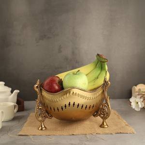 Antique Brass Fruit Bowl Handcrafted Decorative Centerpiece Vintage Brass Bowl For Dining Table Luxury Home And Kitchen Decor - Product Image 1