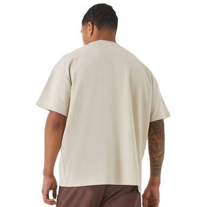 Camisas de vacaciones de gran tamaño en blanco de alta calidad, diseño de hombro caído, camisetas sólidas ecológicas con estampado personalizado para hombres - Product Image 2