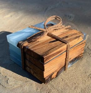 Craftsy Home Ensemble de sous-verres en résine époxy de qualité BLEND avec effet océan Dessous de verre ronds carrés décoratifs en résine époxy - Product Image 3