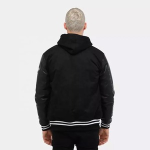 Chaqueta Universitaria de Lana 100% para Hombre, de Alta Calidad, Resistente al Viento, con Mangas de Cuero, Personalizable con Letras de Béisbol en la Parte Delantera - Product Image 3