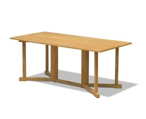 Table de jardin en teck avec plateau rabattable 1,8 m, résistante à l'eau, durable, légère, résistante aux UV, empilable, pour jardin, hôtel - Product Image 1