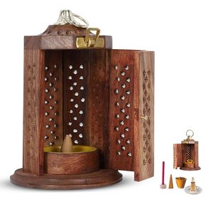 Wooden <b>Incense</b> <b>Stick</b> <b>Holder</b> Lobaan Daan Traditional Wooden <b>Incense</b> Burner with Ash Catcher Temple Pooja Puja Decoration Stand - Product Image 5