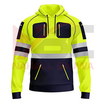 Venta al por mayor Hoddies de trabajo de construcción con bolsillos dobles Hoddies DE SEGURIDAD reflectantes de alta visibilidad.