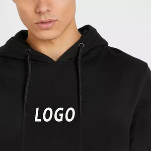 Sweats à capuche chauds d'hiver pour hommes 100% coton surdimensionné Baggy polaire sweats couleur unie en relief impression 3D vente chaude - Product Image 4