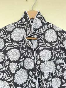 Pyjama en popeline de coton 100% fait main en Inde, imprimé floral, élégant, décontracté, luxueux, doux, respirant, pour l'hiver et l'automne - Product Image 6