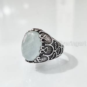 Nuevo Anillo Exclusivo para Hombre con Piedra Preciosa de Aguamarina Natural, Piedra de Nacimiento de Marzo, Todas las Tallas, Joyería Fina Árabe, Anillo de Plata de Ley 925 - Product Image 4