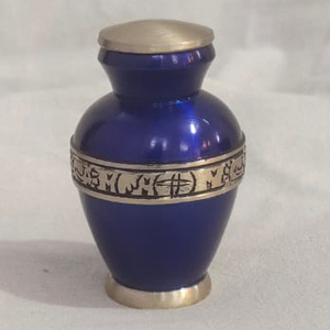 Small Cremation Urn with Engraved Golden Bands - 100% Handcrafted Urn -Solid Metal <b>Large</b> Urn for Human Ashes by AYAANS - Product Image 2