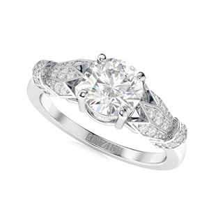 Anillo de compromiso de estilo único de diamante de corte redondo para mujer - Product Image 4