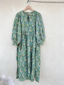 Mini vestido Midi de algodón con estampado Floral bohemio ecológico para mujer, Vestido corto verde, cuello profundo, cierre de cuerda, verano Floral - Product Image 2