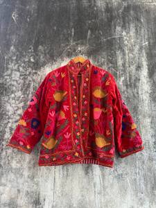 Elegant Handmade Velvet Suzani Floral Embroidered <b>Jacket</b> – Luxury Ethnic Boho Women's Statement Coat - Product Image 5