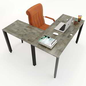 HBTA014 Trian System L-Shaped <b>Desk</b> 140x140cm Simple Design Home Office Wooden Laptop Table <b>Extendable</b> Triangular Iron Legs - Product Image 2