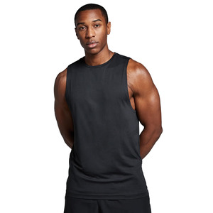 Men's Black Sleeveless Tank <b>Top</b> O-Neck Quick Dry Knitted Solid Color Casual Athletic Workout Vest for Bodybuilding Plus Size - Product Image 1