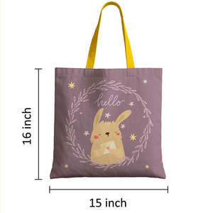 กระเป๋าผ้าแคนวาสลายกระต่ายสไตล์โบฮีเมียนพร้อมซิปปิด - Product Image 6