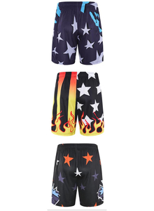 Nouvel Arrivage – Short de Basketball Personnalisé avec Logo, Imprimé Flamme Jaune et Noir, Taille Élastique et Cordon de Serrage, en Maille Respirante – Vêtement de Sport en Gros - Product Image 6