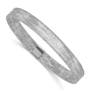 Leslie's 14K White Rhodium Polished Stretch <b>Bangle</b> Fine Chain & Link <b>Bracelets</b> - Product Image 1