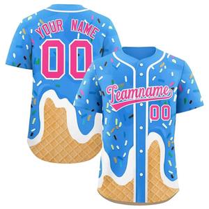 Camiseta de béisbol con estampado personalizado, camiseta de manga corta con número y nombre del equipo, patrón de donuts con confeti, ropa deportiva para adultos - Product Image 1