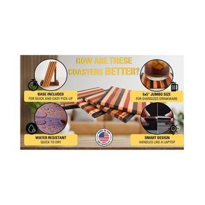 Posavasos elegantes de bambú y nogal para bodas, fiestas, hoteles, restaurante y cocina casera - Product Image 3