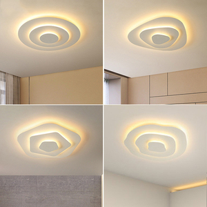 Lámpara de Techo LED Moderna, Luz Blanca Cálida Suave 3500K, Cubierta Acrílica, Base de Madera Suspendida para Sala de Estar - Product Image 4