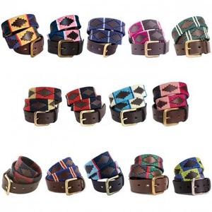 Ceinture de polo argentine brodée en cuir de qualité supérieure Ceintures en cuir de luxe à boucle en étain - Product Image 5