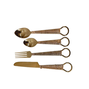 Ensemble de couverts d'ustensiles en or fabriqués à la main indiens meilleure qualité en acier inoxydable 304 ensemble de couverts de Restaurant ensemble de couverts - Product Image 2