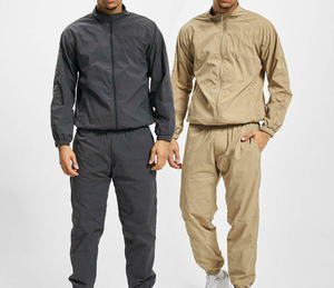 Ensemble survêtement homme en nylon avec poignets élastiques personnalisés OEM, 2 pièces, ample, léger, uni, coupe-vent - Product Image 2