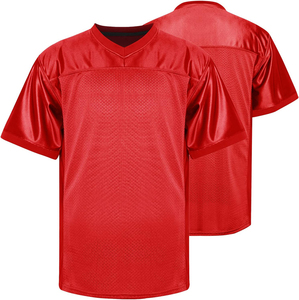 Camiseta roja de fútbol americano personalizada al por mayor, camiseta de práctica de malla de talla grande, camiseta de manga corta con logotipo personalizado, técnica impresa de longitud - Product Image 1