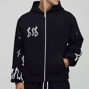Venta al por mayor de moda cremallera negra logotipo impreso personalizado chándal para hombres Streetwear chándales de alta exigencia para el invierno transpirable - Product Image 3