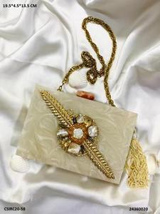 Top Ranking Ladies Girls Fashion Evening mother of Pearl Box bolso de mano hecho a mano Funky elegante diseñador monedero SCI-P/C-1697 - Product Image 4