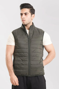 Meilleure vente gilet bouffant en polyester à col montant léger veste d'hiver coupe-vent en toile personnalisée pour hommes femmes enduit traité - Product Image 3