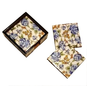 DOTTED RESIN <b>Coasters</b> with Dyed Bone Inlay Custom Wood <b>Coaster</b> <b>Set</b> with Handmade Bone <b>and</b> Brass Inlay Made in India - Product Image 4