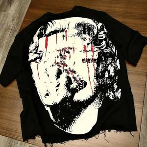 Servicio OEM/ODM Fabricación de marca propia sin dobladillo Camisetas para hombres Serigrafía Color negro Camisetas de gran tamaño para hombres - Product Image 5