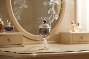 เตาเผากำยานแก้วศิลปะพื้นบ้านอียิปต์ LW68 พรีเมียม ขนาด 20 ซม. ทนความร้อน ลายตารางสีทอง เป่าด้วยมือ สำหรับบัคฮูร์และอูด - Product Image 2