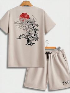 Conjunto Deportivo Informal Unisex Personalizado OEM, Camiseta de Manga Corta y Pantalones Cortos de Invierno, Tejido Grueso, Transpirable y Ecológico - Product Image 2