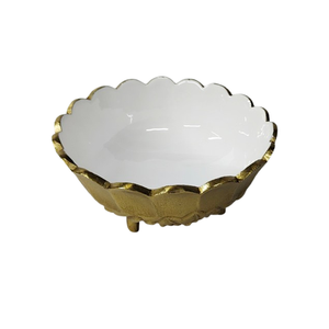 Tazón de Servir de Metal para Mesa de Comedor, Diseño Moderno Estándar, Acabado en Color Dorado y Blanco, Regalos - Product Image 6