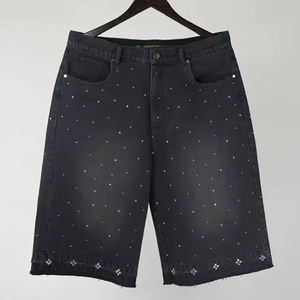 2025 High Street Trendy <b>Men's</b> <b>Denim</b> <b>Shorts</b> Heavyweight <b>Denim</b> <b>Shorts</b> Rhinestones Baggy <b>Shorts</b> - Product Image 3