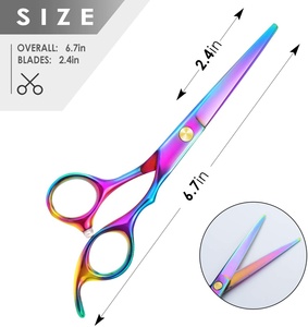 Ciseaux de barbier haut de gamme à manche arc-en-ciel, meilleurs ciseaux de coiffure, manche en céramique, lame en acier inoxydable de qualité supérieure, finition polie et affûtée - Product Image 4