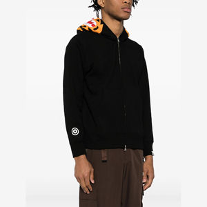 <b>Graphic</b> <b>Hoodie</b> Winter Digital 100% Cotton <b>Zip</b>-<b>Up</b> <b>Hoodie</b> Trendy Street Style Breathable Windproof Eco-Friendly Black Wholesale - Product Image 3