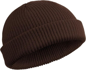 Gorro de Punto Plano Unisex Mongol Marrón Oscuro y Blanco, Ajustable, Cálido, Suave, 100% Orgánico, Ecológico, Personalizable para Invierno - Product Image 5
