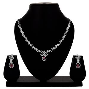 Alex Jewellery-Collar de plata CZ de diseñador con conjunto de joyas de pendientes para mujeres y niñas - Product Image 2