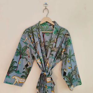 Batas de Algodón para Mujer, Estilo Kimono, para Safari en la Jungla, Chaqueta para el Té de la Mañana, Bata de Algodón para Damas de Honor, Bata de Verano, Bata de Baño, Regalo - Product Image 1