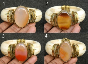 Brazalete Vintage de Hueso con Piedra de Resina Incrustada, Joyería de Estilo Tribal para Mujeres, Colecciones de Moda Boho y Étnica - Product Image 2