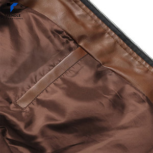 Best Material Long <b>Thin</b> Stand Collar Front Logo High Quality Leather <b>Jacket</b> for <b>Men</b> Winter Low Price Hot Selling - Product Image 6