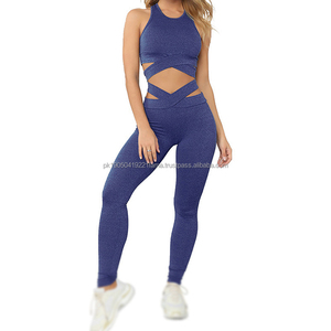 Vêtements de yoga grande taille à taille haute avec logo personnalisé, ensembles de fitness personnalisés pour la salle de sport, shorts 2 pièces, ensemble de yoga pour femme - Product Image 6