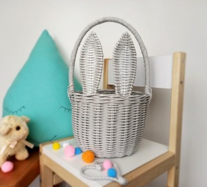 Cesta de Pascua con Orejas de Conejo, Cesta de Almacenamiento Hecha a Mano, Ecológica, de Ratán Natural, Moderna, Multifuncional, Artex Green Earth, Hecha en Vietnam - Product Image 3