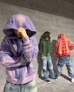 เสื้อฮู้ดผู้ชายผ้าฝ้ายพิมพ์ลายแบบมีซิปรูดผ้าฟริกันซีดซีดซีดจากแสงแดดเสื้อผ้าแนวสตรีทผลิตตามสั่ง - Product Image 4