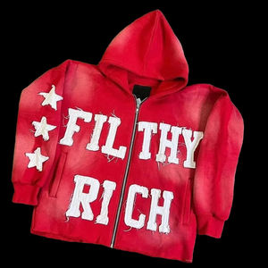 Sudadera con Capucha para Hombre, de Algodón Grueso, Lavado Ácido, Estampado Retro, Estilo Urbano Vintage, Acabado Informal, Corte Holgado, para Invierno - Product Image 4