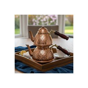 กาน้ำชาและกาต้มน้ำทองแดงแบบอัซเบกิสถาน - Product Image 1