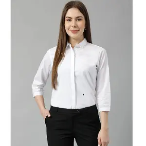 Premium Kwaliteit Trendy Vrouwen Wit Effen Puur Katoen Slim Fit Formeel Shirt Wit Massief Te Koop In Bulk Van Indiase Leverancier